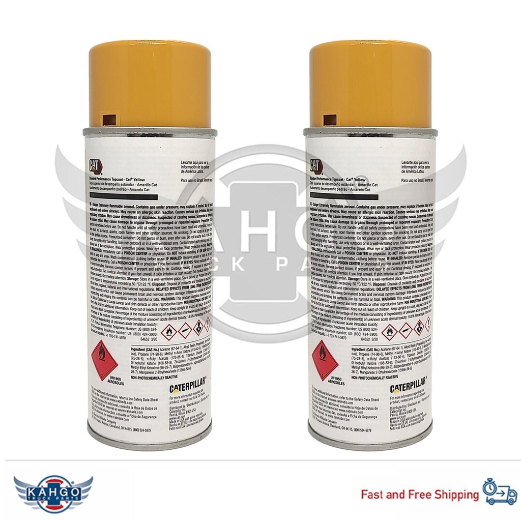 GENUINE CATERPILLAR 5900196 AEROSOL Spray Paint CAT Yellow 12oz (Pack of 2) KAHGO Truck Parts